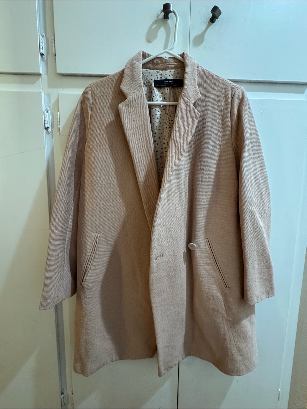 Women Beige Single-Button Overcoat - Zara